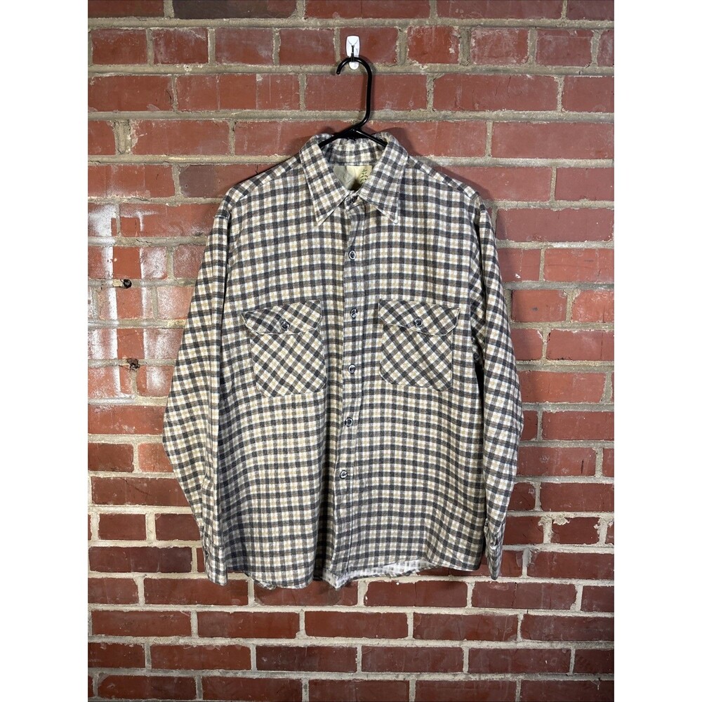 Vintage 70s Fieldmaster Flannel Shirt Sears Grunge Unique Button Up Adult Large